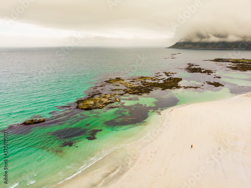 Skagsanden Beach on Flakstadoy island, Lofoten Norway photo