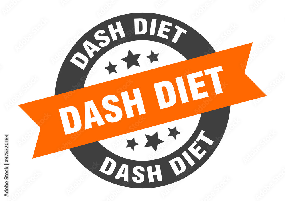 Fototapeta premium dash diet sign. round ribbon sticker. isolated tag