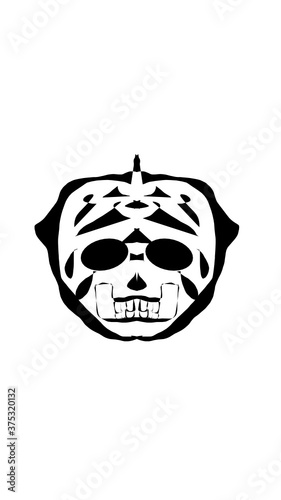 pumpkin illustration with scary skull face. very suitable for halloween celebrations