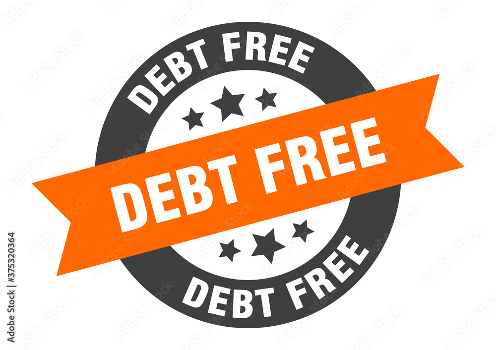Fototapeta premium debt free sign. round ribbon sticker. isolated tag