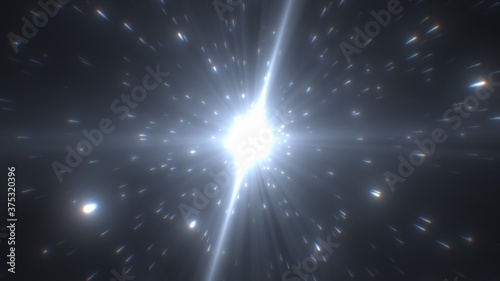 Giant Quasar Star Emits Glow Energy Particles in Deep Outer Space - Abstract Background Texture