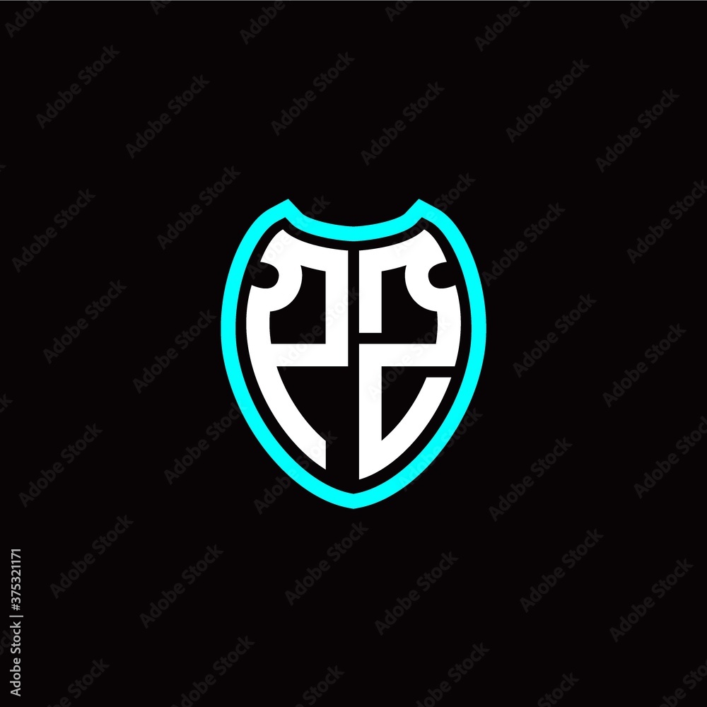 Initial P Z letter with shield modern style logo template vector Initial P Z letter with shield modern style logo template vector