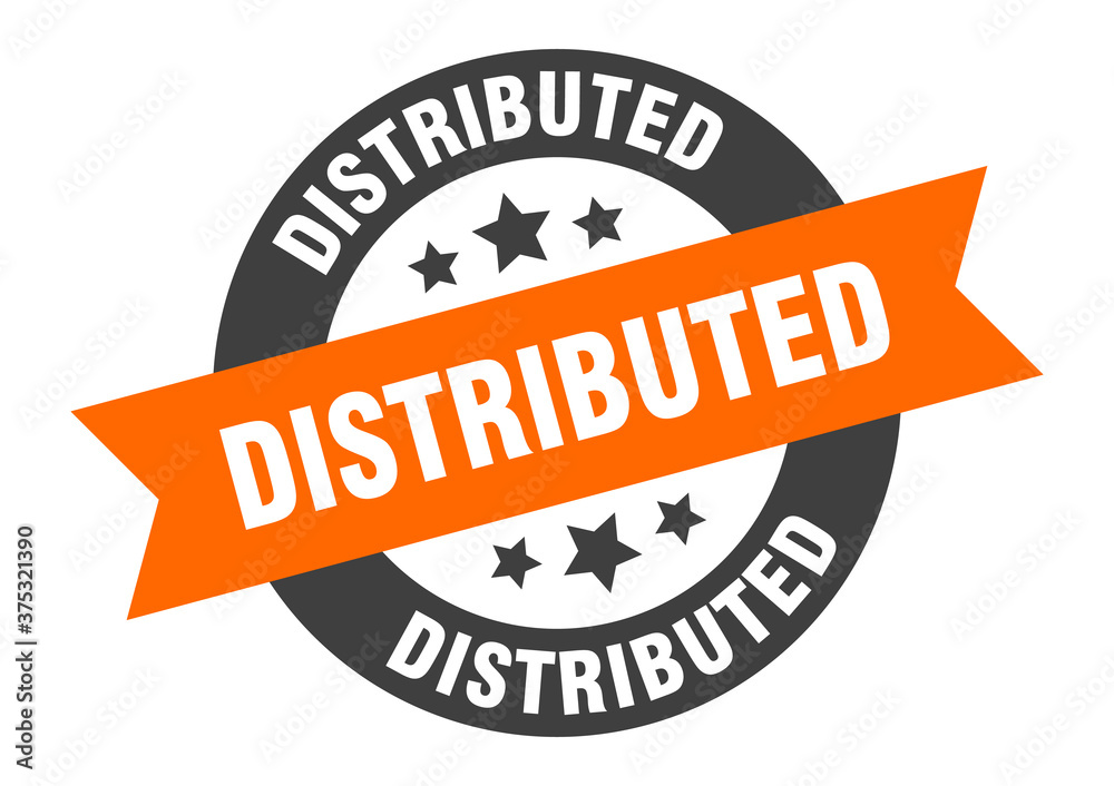Fototapeta premium distributed sign. round ribbon sticker. isolated tag