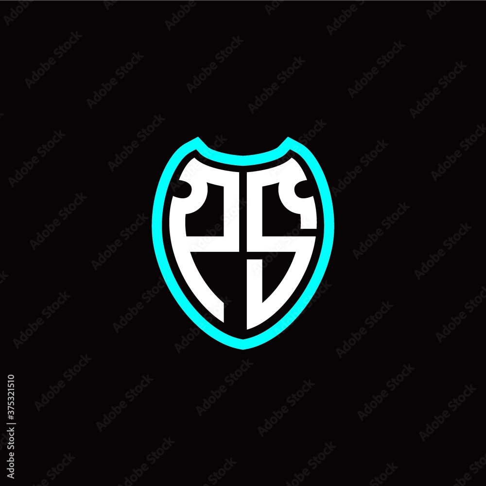 Initial P S letter with shield modern style logo template vector Initial P S letter with shield modern style logo template vector