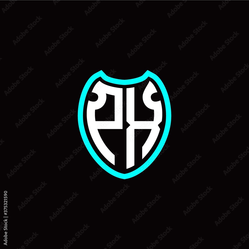 Initial P X letter with shield modern style logo template vector Initial P X letter with shield modern style logo template vector