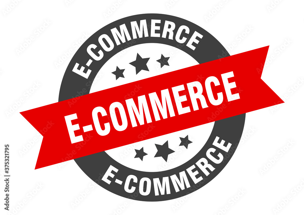 Fototapeta premium e-commerce sign. round ribbon sticker. isolated tag