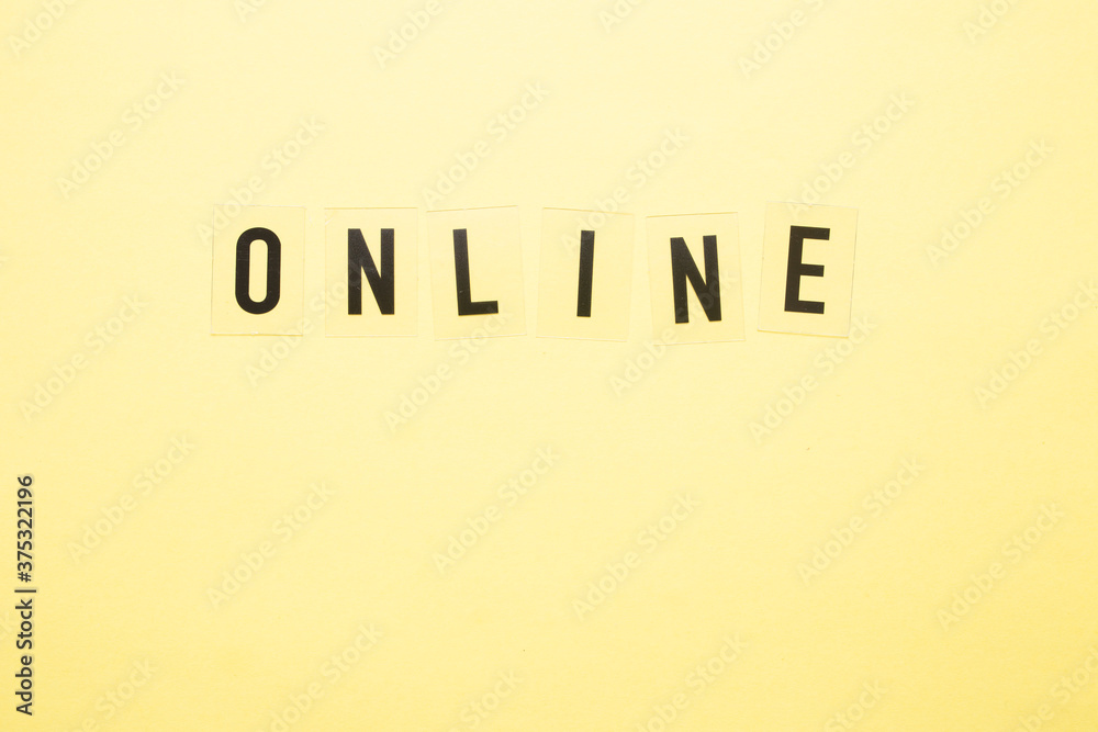 Inscription online on a yellow background. Inscription online on a yellow background.
