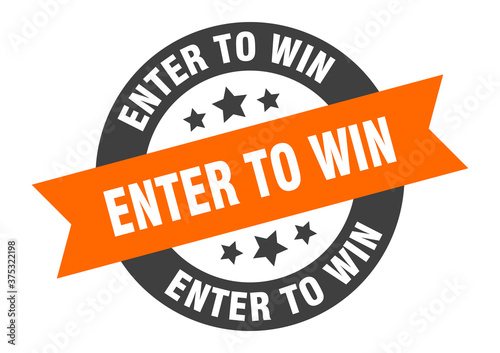 enter to win sign. round ribbon sticker. isolated tag