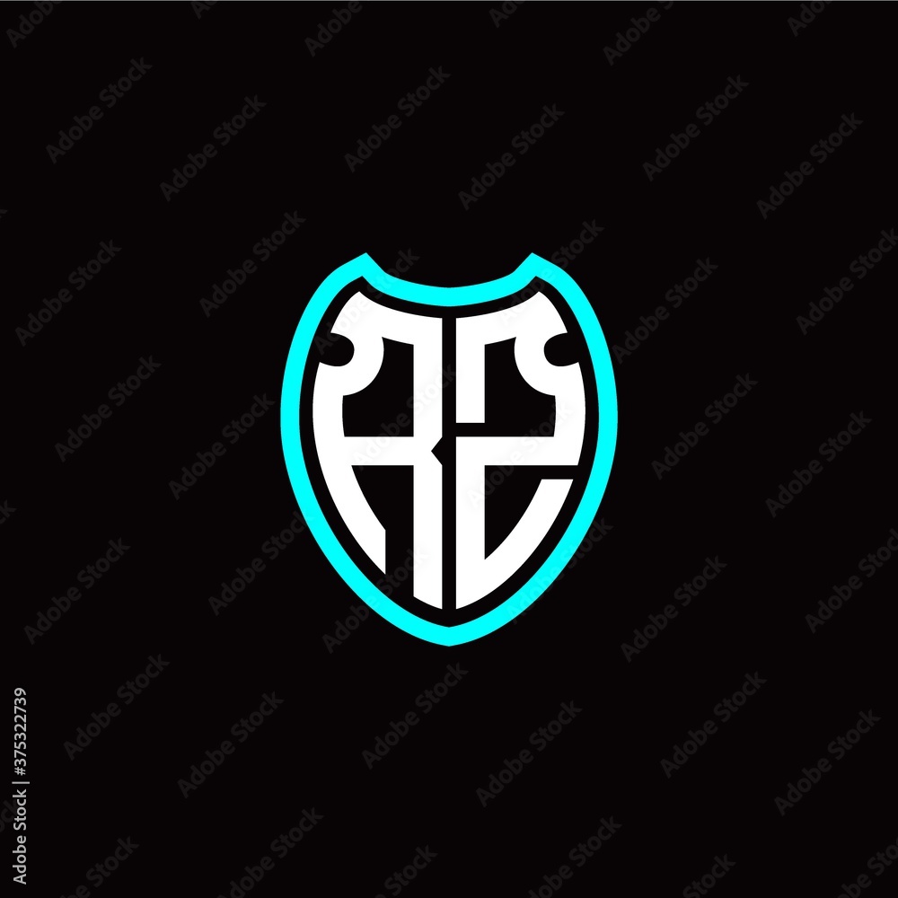 Initial R Z letter with shield modern style logo template vector Initial R Z letter with shield modern style logo template vector