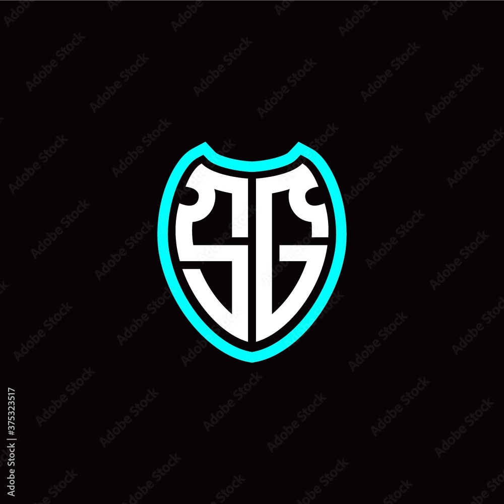 Initial S G letter with shield modern style logo template vector