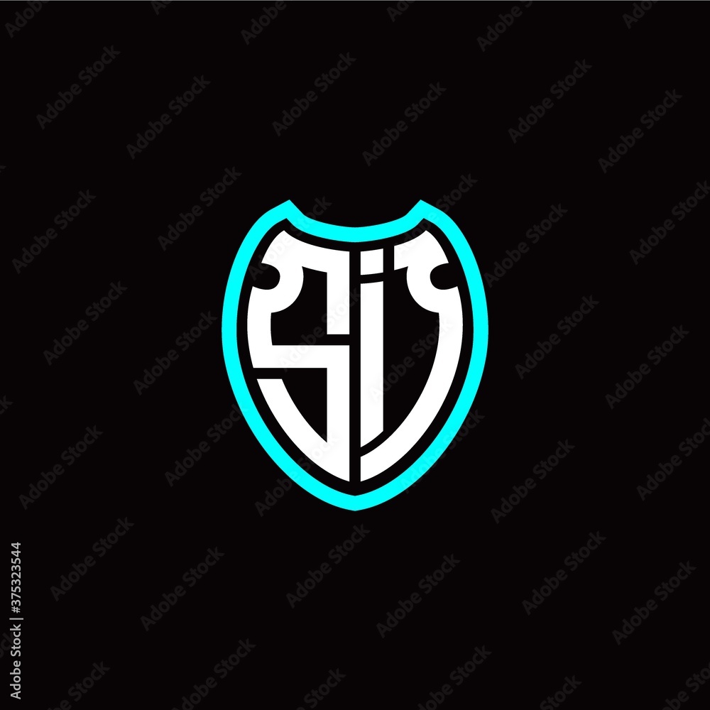 Initial S I letter with shield modern style logo template vector Initial S I letter with shield modern style logo template vector