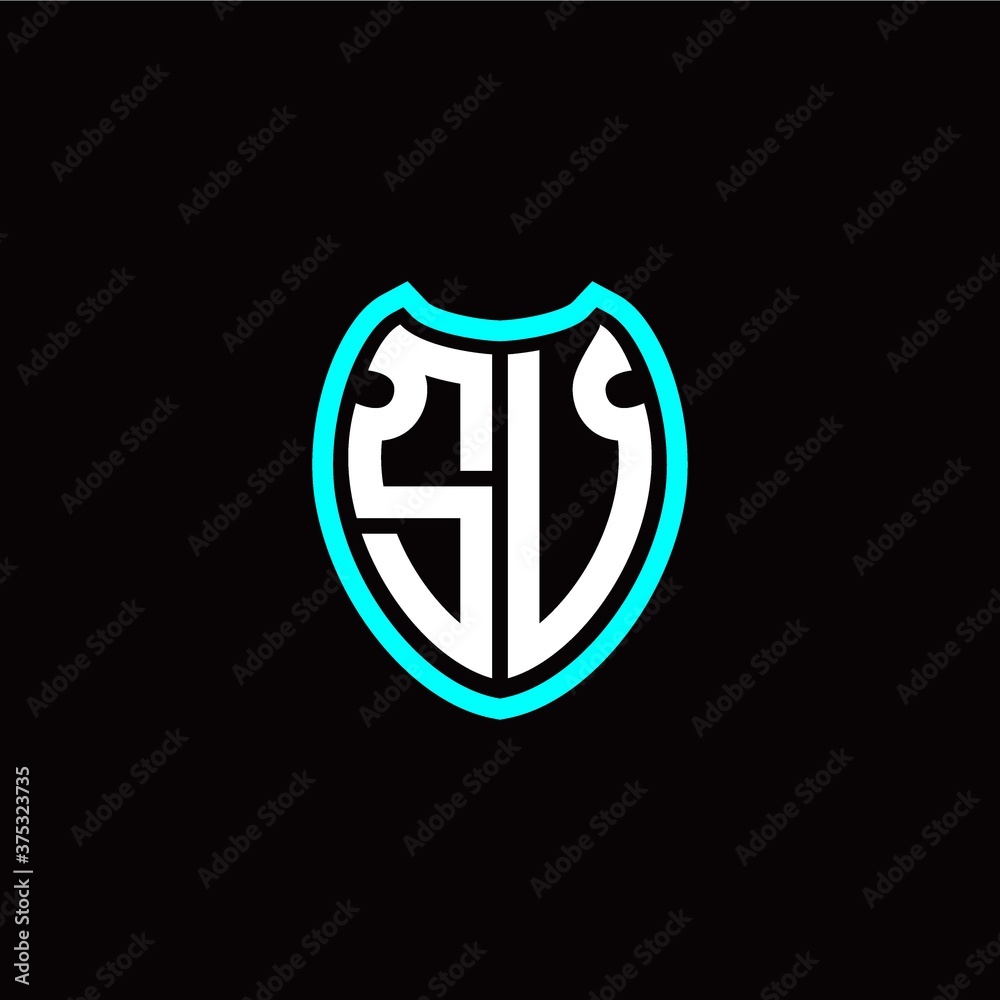 Initial S V letter with shield modern style logo template vector Initial S V letter with shield modern style logo template vector