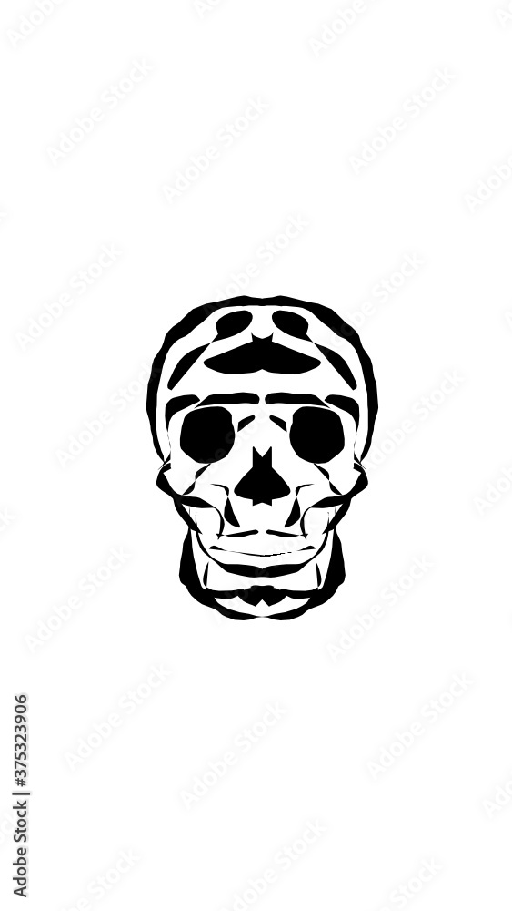 Fototapeta premium pumpkin illustration with scary skull face. very suitable for halloween celebrations