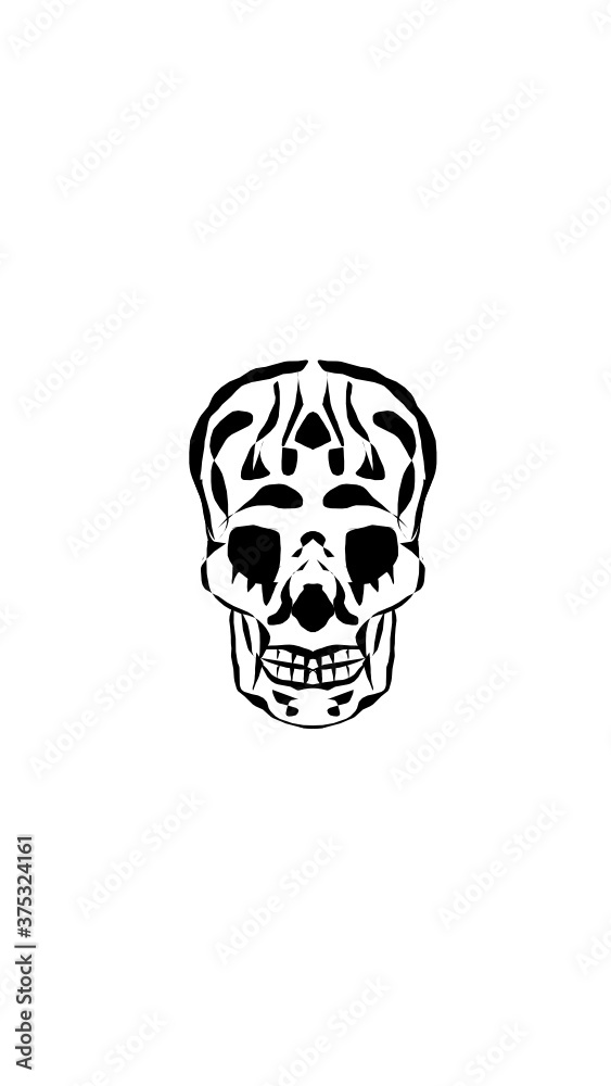 Fototapeta premium pumpkin illustration with scary skull face. very suitable for halloween celebrations