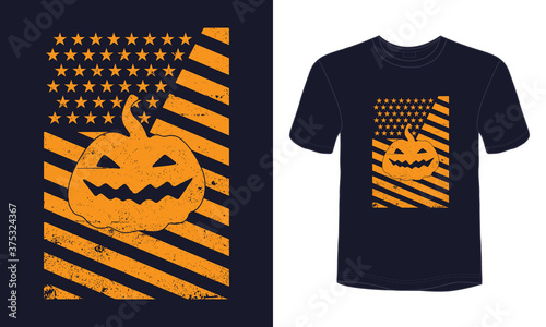 Pumpkin Halloween USA flag vector.