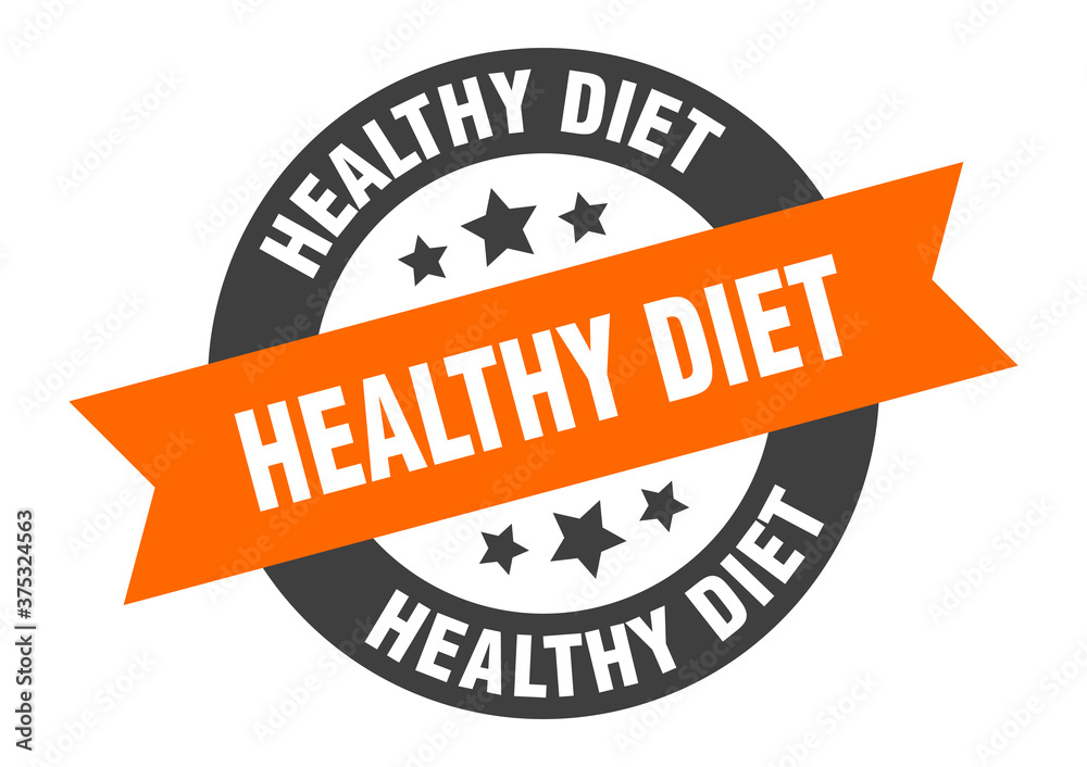 Fototapeta premium healthy diet sign. round ribbon sticker. isolated tag