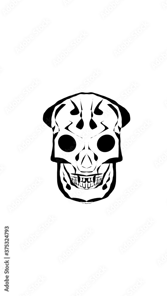 Fototapeta premium pumpkin illustration with scary skull face. very suitable for halloween celebrations