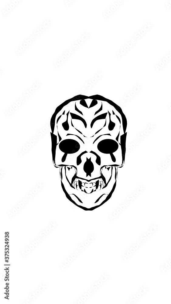Fototapeta premium pumpkin illustration with scary skull face. very suitable for halloween celebrations