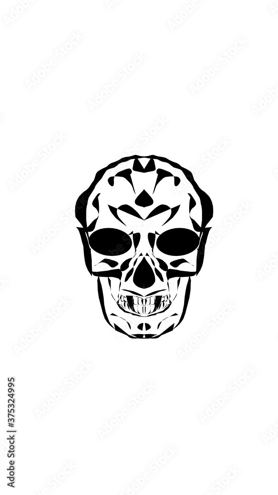 Fototapeta premium pumpkin illustration with scary skull face. very suitable for halloween celebrations