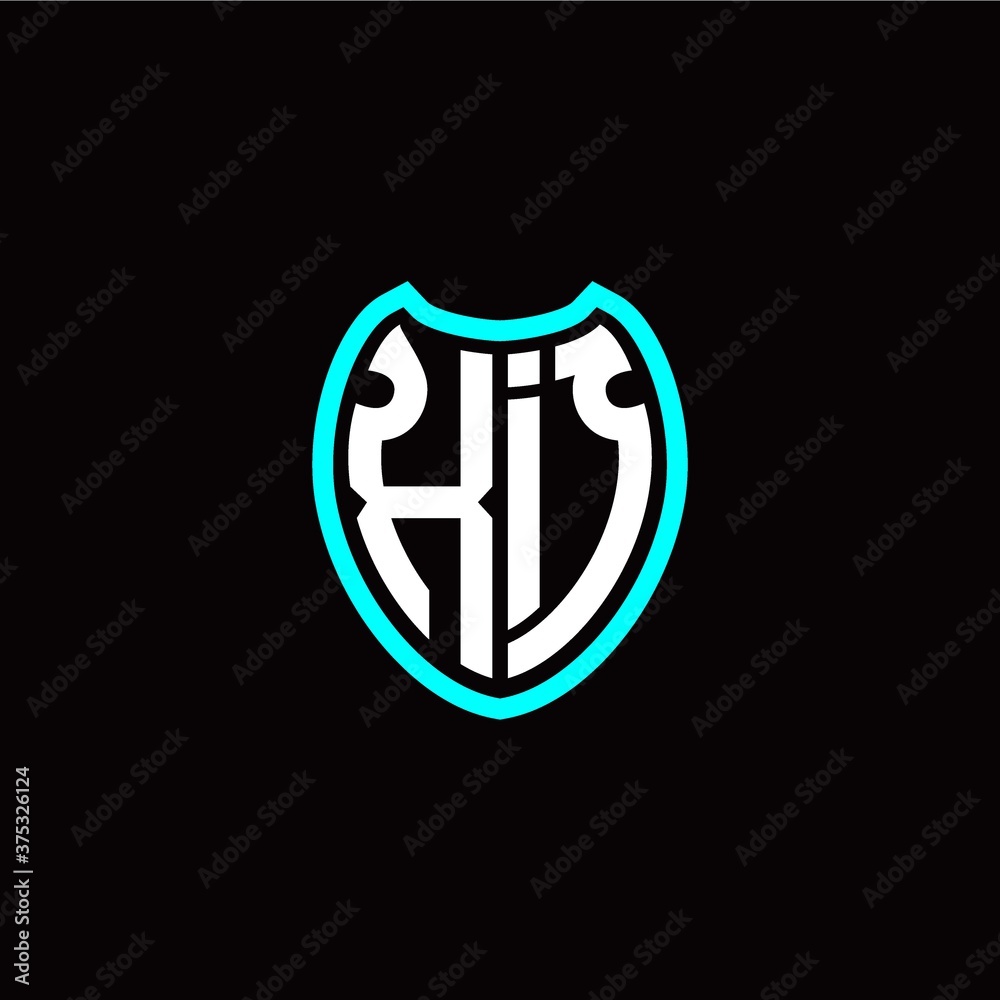 Initial X I letter with shield modern style logo template vector Initial X I letter with shield modern style logo template vector