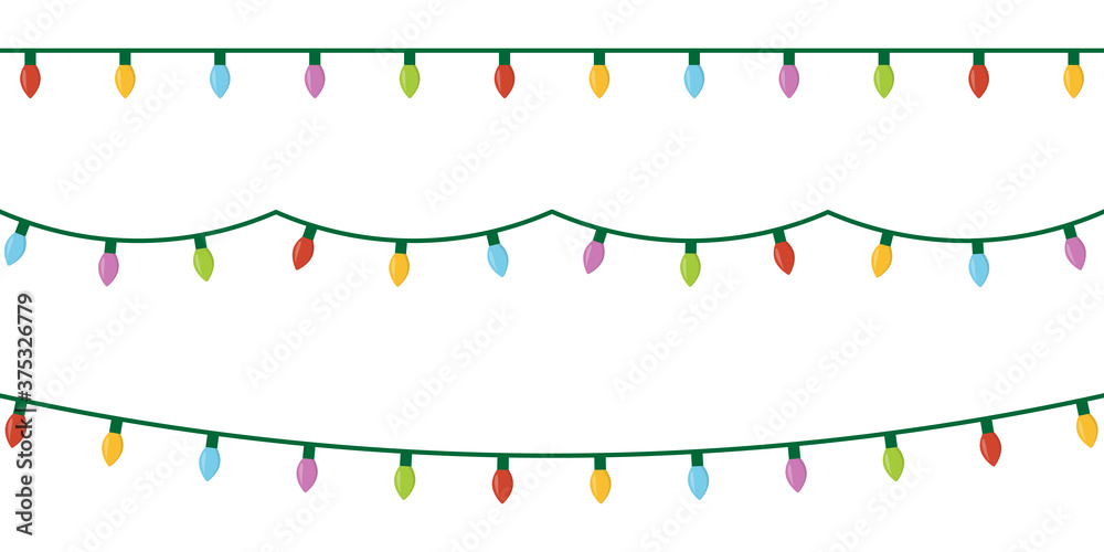 Christmas lights set icon on white background