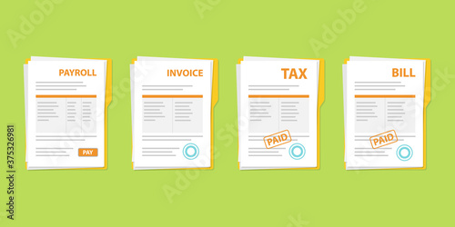 Documents icon set flat style