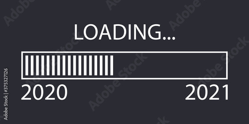 Loading bar 2020 and 2021 year. Happy new year concept