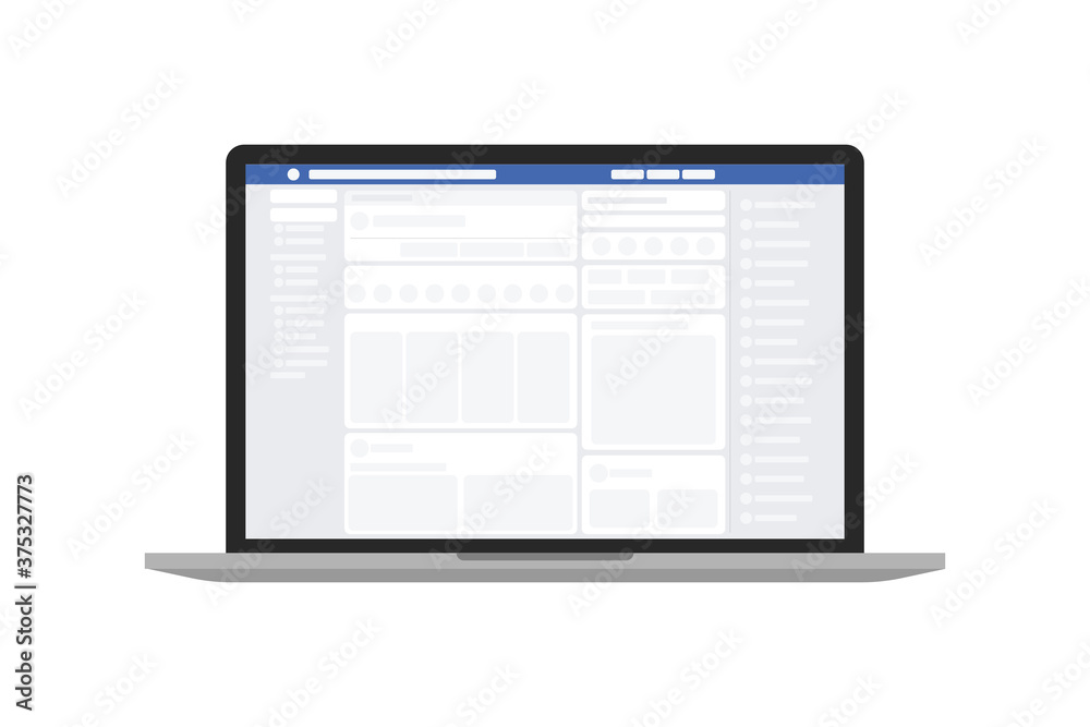 Social media web page in your browser in laptop