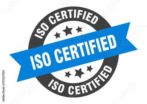 iso certified sign. round ribbon sticker. isolated tag