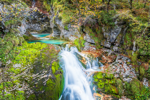 Autumn. Explosion of colors on the waterfalls and streams of the Val d Arzino.
