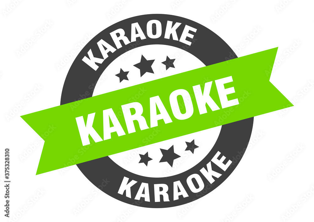 Obraz premium karaoke sign. round ribbon sticker. isolated tag