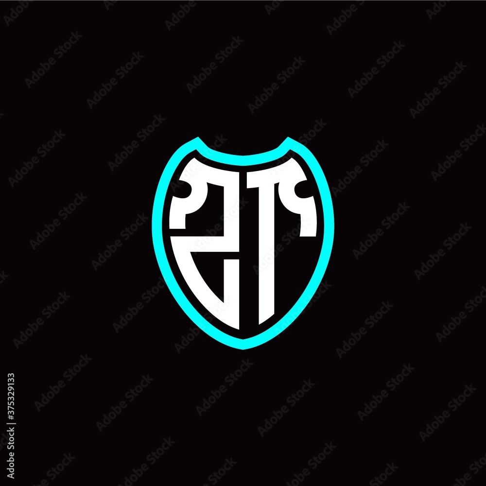 Initial Z T letter with shield modern style logo template vector