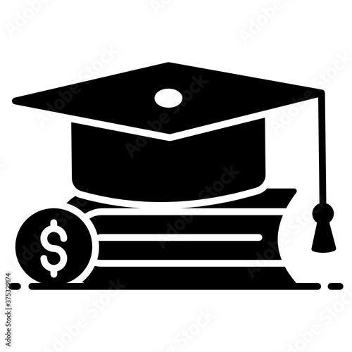 
Dollar with book and mortar board showcasing education loan icon
