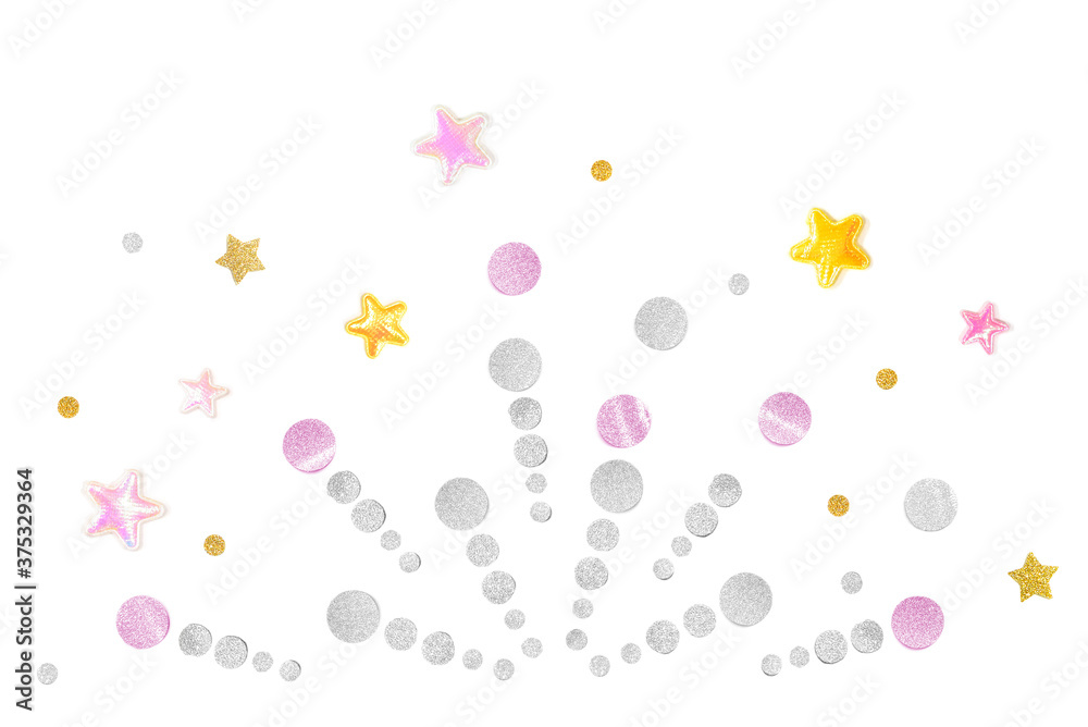 Pink gold star firework paper cut on white background - isolated Pink gold star firework paper cut on white background - isolated