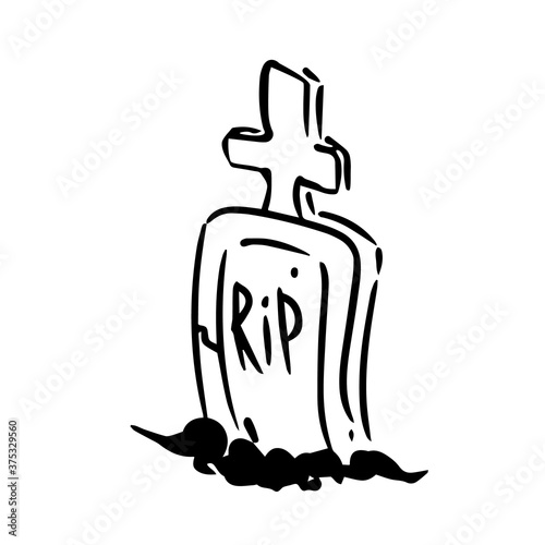 Halloween gravestone  doodle clipart icon.  Isolated vector.