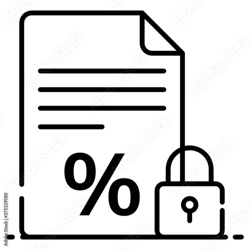 
Percentage sign on folded paper with padlock, fixed interest rate icon
