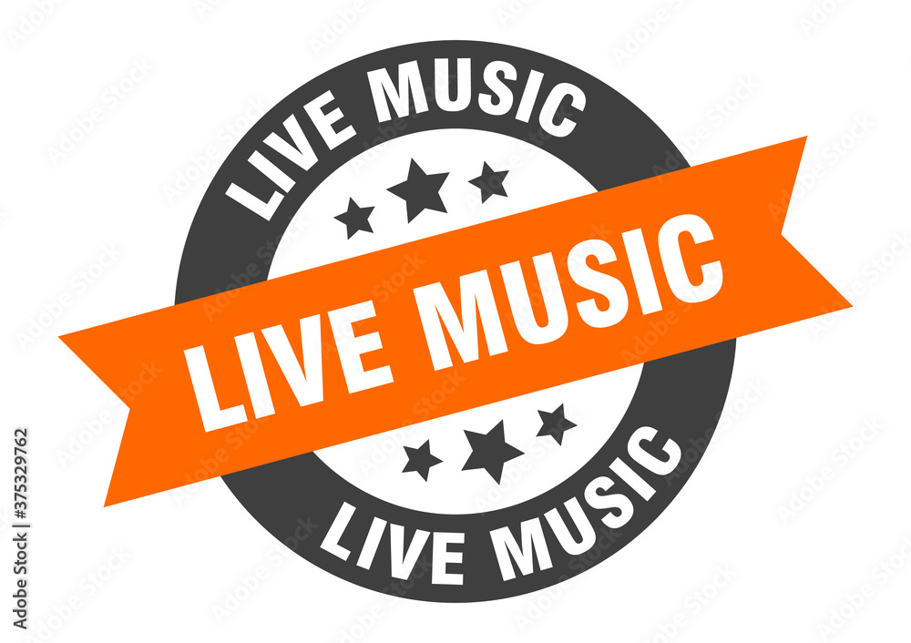 Fototapeta premium live music sign. round ribbon sticker. isolated tag