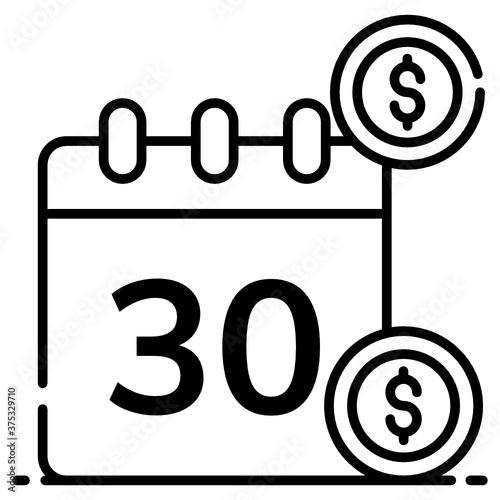 
Dollar coins with calendar, icon of monthly payment

