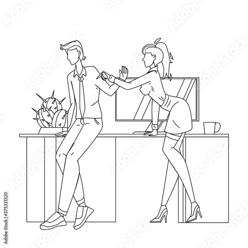 Woman Employee Harassment Man Colleague Vector Illustration