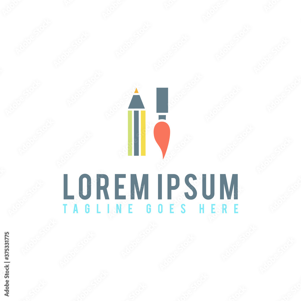 Design pencil and paintbrush for your best business icon symbol Design pencil and paintbrush for your best business icon symbol