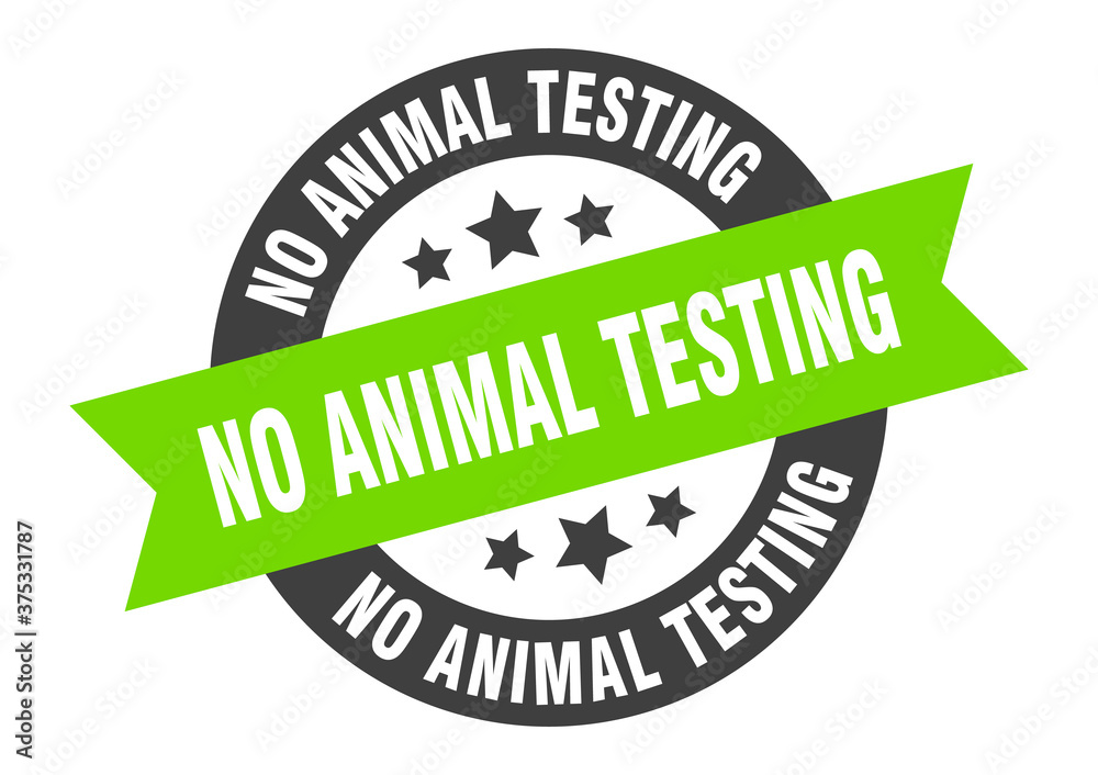 Obraz premium no animal testing sign. round ribbon sticker. isolated tag