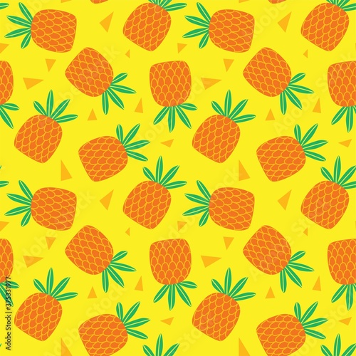 pineapple seamless pattern vector illustration © mhatzapa