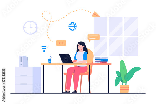 women work from home concept illustration