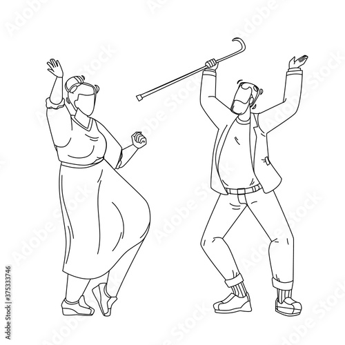 Elderly Couple Dancing Lifestyle Retirement Vector Illustration