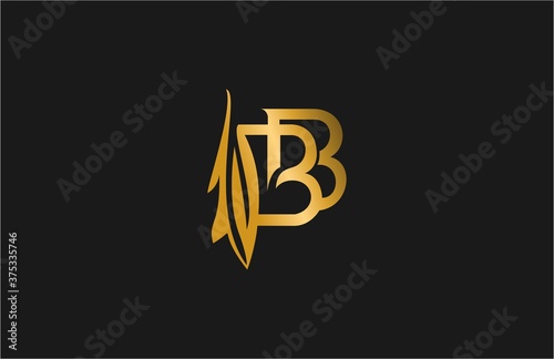 Elegant BB Letter Linked Flourishes Monogram Golden Logo