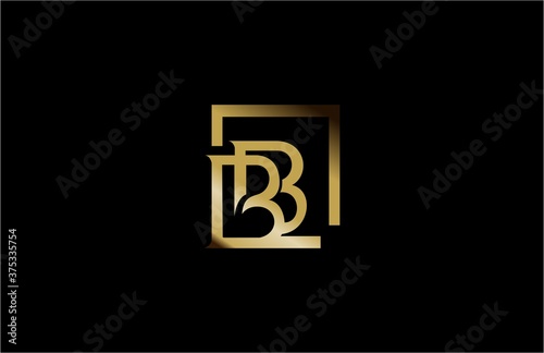 Elegant BB Letter Linked Rectangle Shape Monogram Gold Logo