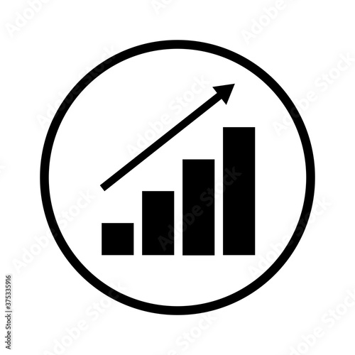 Growing bar graph icon. Vector illustration.