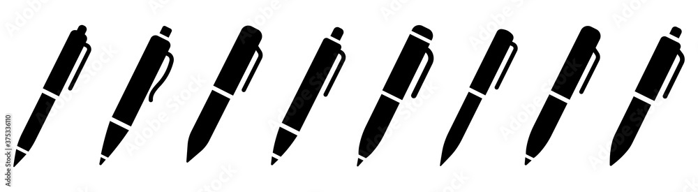 Pen simple icon set. Pen symbol collection. Vector illustration - obrazy, fototapety, plakaty 
