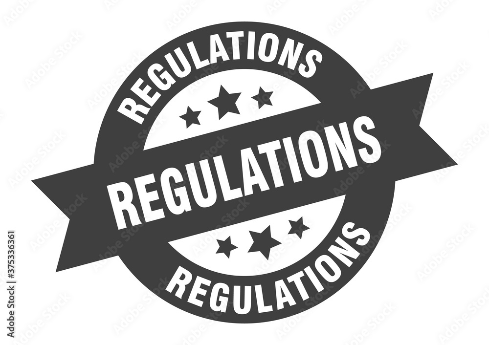 Obraz premium regulations sign. round ribbon sticker. isolated tag