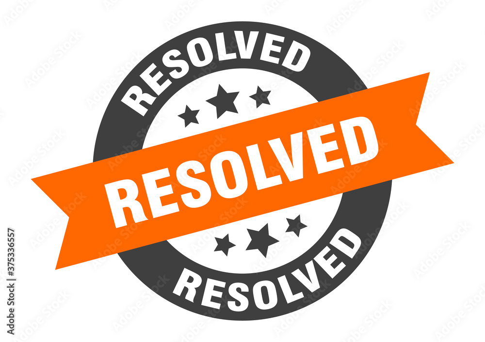 Fototapeta premium resolved sign. round ribbon sticker. isolated tag